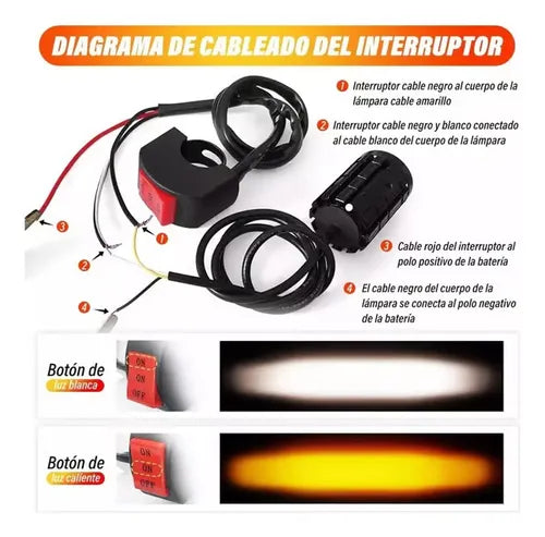 Paquete de 2 mini faros LED con interruptor, foco de alta luminosidad de doble color para camiones y motos