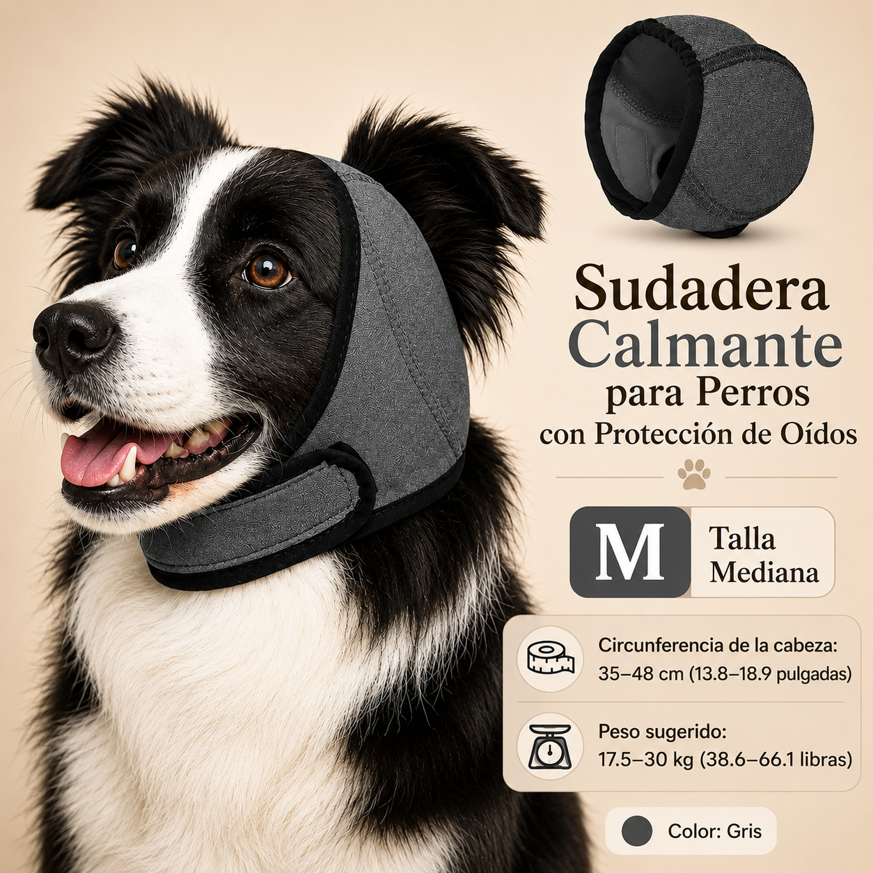 Protector Auditivo Perro Gris