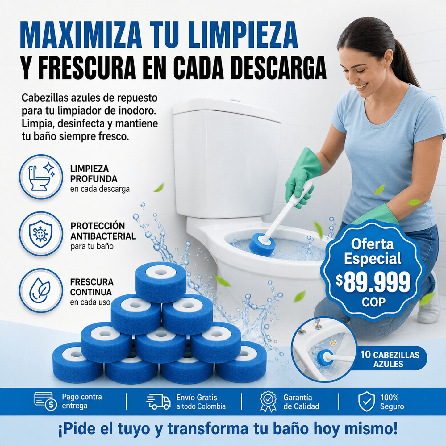 escobilla para baño mas repuesto