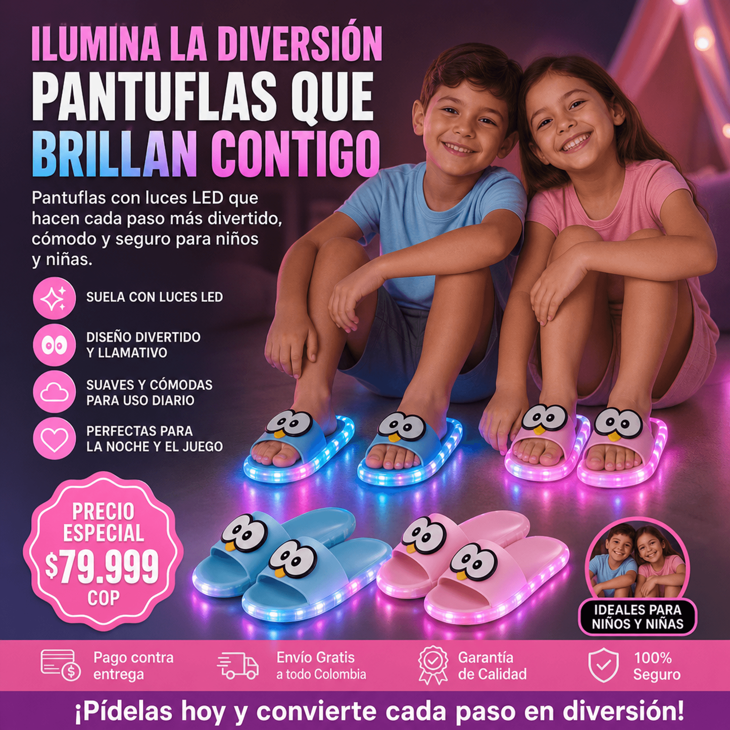Sandalias Antideslizantes Para Niños brillan en la oscuridad. 29 Y 30 talla
