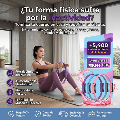 Aro de Pilates para entrenamiento físico: resistencia ajustable, tonifica brazos, piernas y abdomen, perfecto para entrenar en casa