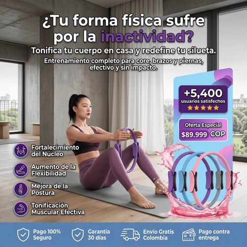 Aro de Pilates para entrenamiento físico: resistencia ajustable, tonifica brazos, piernas y abdomen, perfecto para entrenar en casa