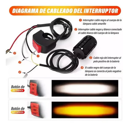 Paquete de 2 mini faros LED con interruptor, foco de alta luminosidad de doble color para camiones  y motos