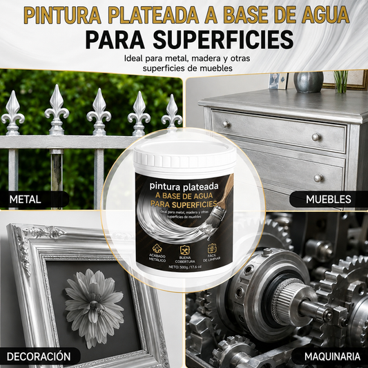 Pintura plateada para metal y madera® 500gr