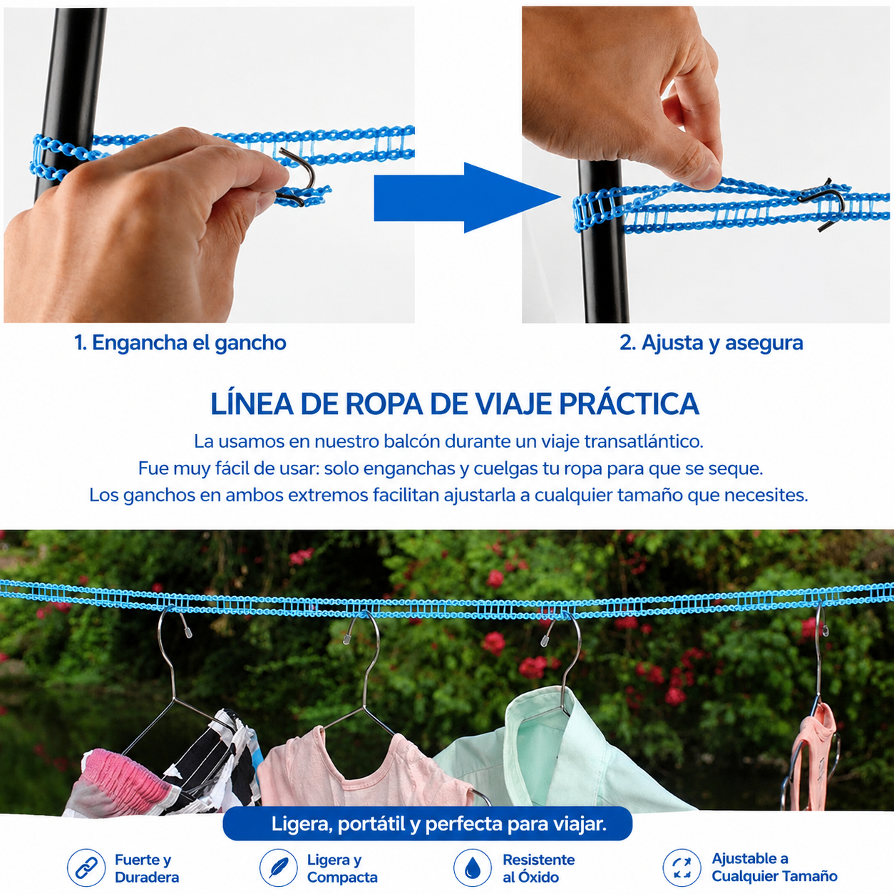 Cuerda X2 Tendedero Para Colgar Ropa 5m Compra 1 y otra gratis