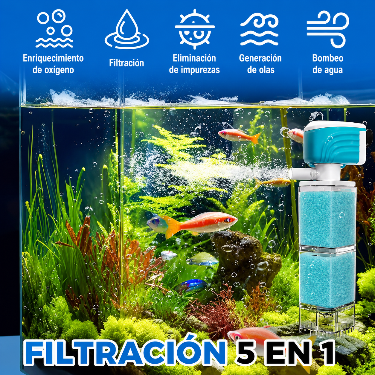 Filtro Eléctrico Silencioso para Acuario