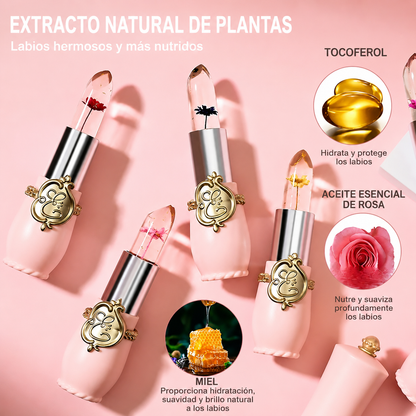 👄4 Lápiz labial de gelatina con cambio de color de temperatura Crystal Flower👄
