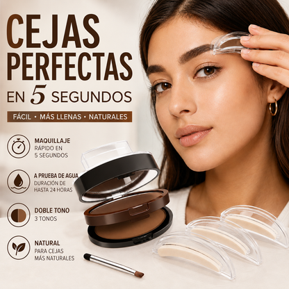 🥳 Sello ajustable para cejas: polvo para cejas de dos colores, resistente al agua y a las manchas. ¡Cejas naturales y pobladas en segundos!