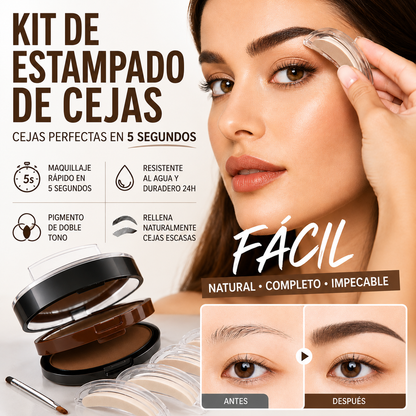 🥳 Sello ajustable para cejas: polvo para cejas de dos colores, resistente al agua y a las manchas. ¡Cejas naturales y pobladas en segundos!