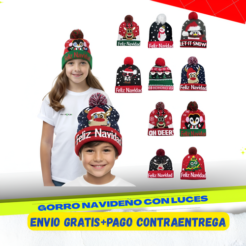 Gorros Navideños Con luces Compra 1 el otro Gratis 2x1