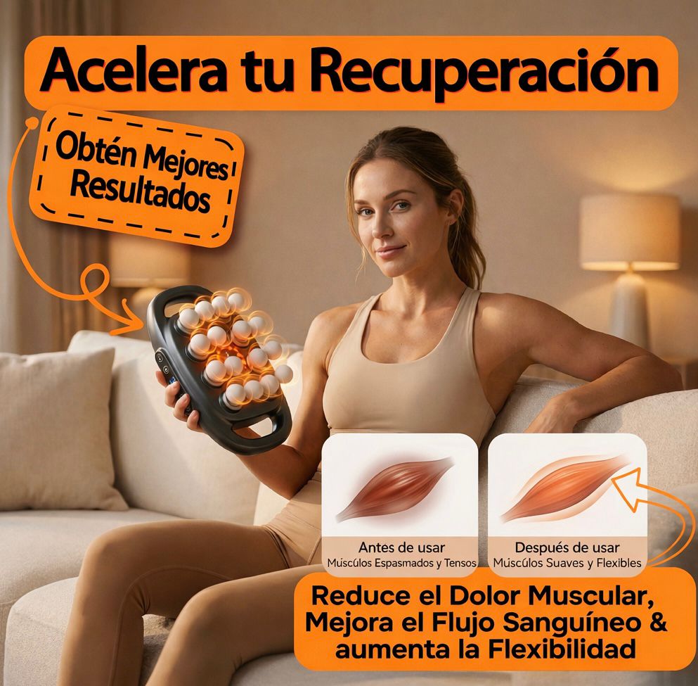 Pistola de masaje de tejido profundo de 16 cabezales para recuperación muscular