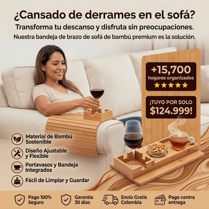 Bandeja De Reposabrazos De Sofá Bambú Ge