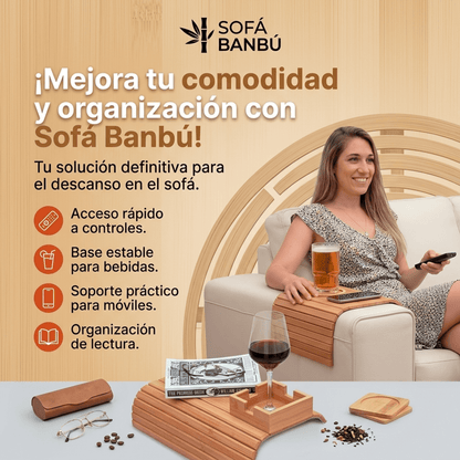 Bandeja De Reposabrazos De Sofá Bambú Ge