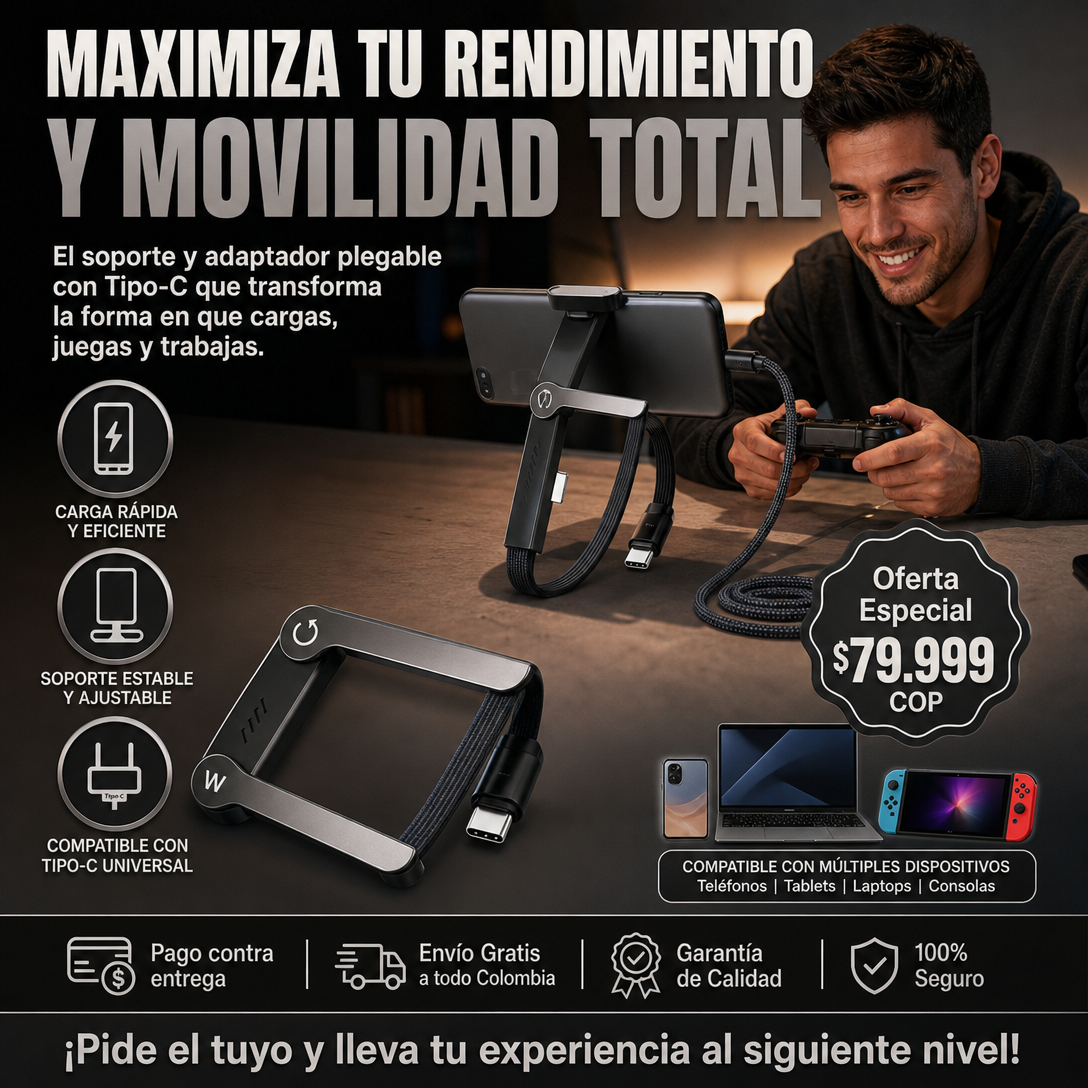 Gran oferta ahora!⏰ Cable de carga rápida con soporte plegable para teléfono de 360°🔥