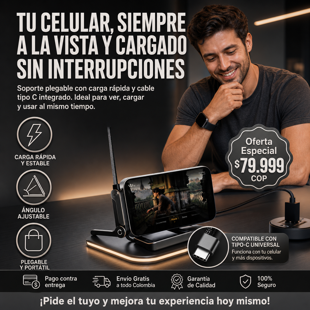 Gran oferta ahora!⏰ Cable de carga rápida con soporte plegable para teléfono de 360°🔥