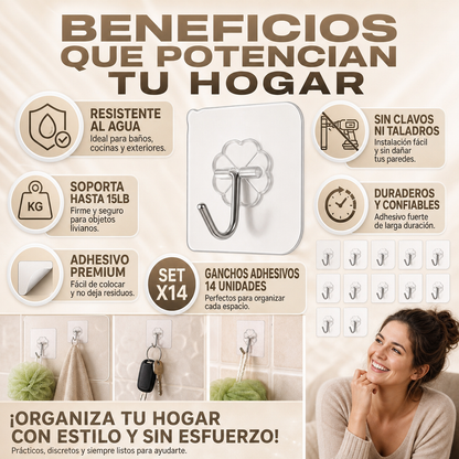 set x20 ganchos adhesivos