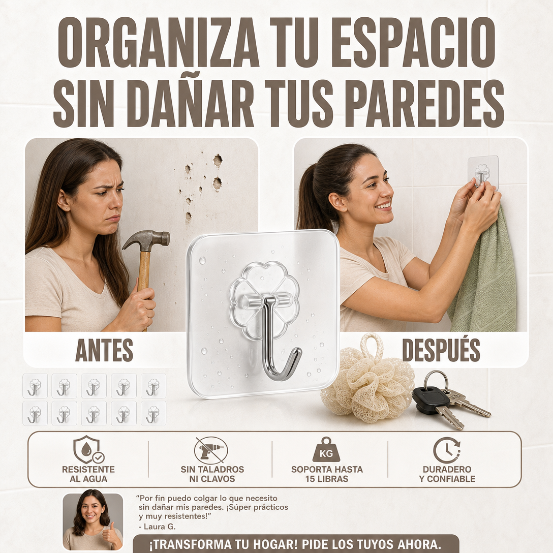 set x20 ganchos adhesivos