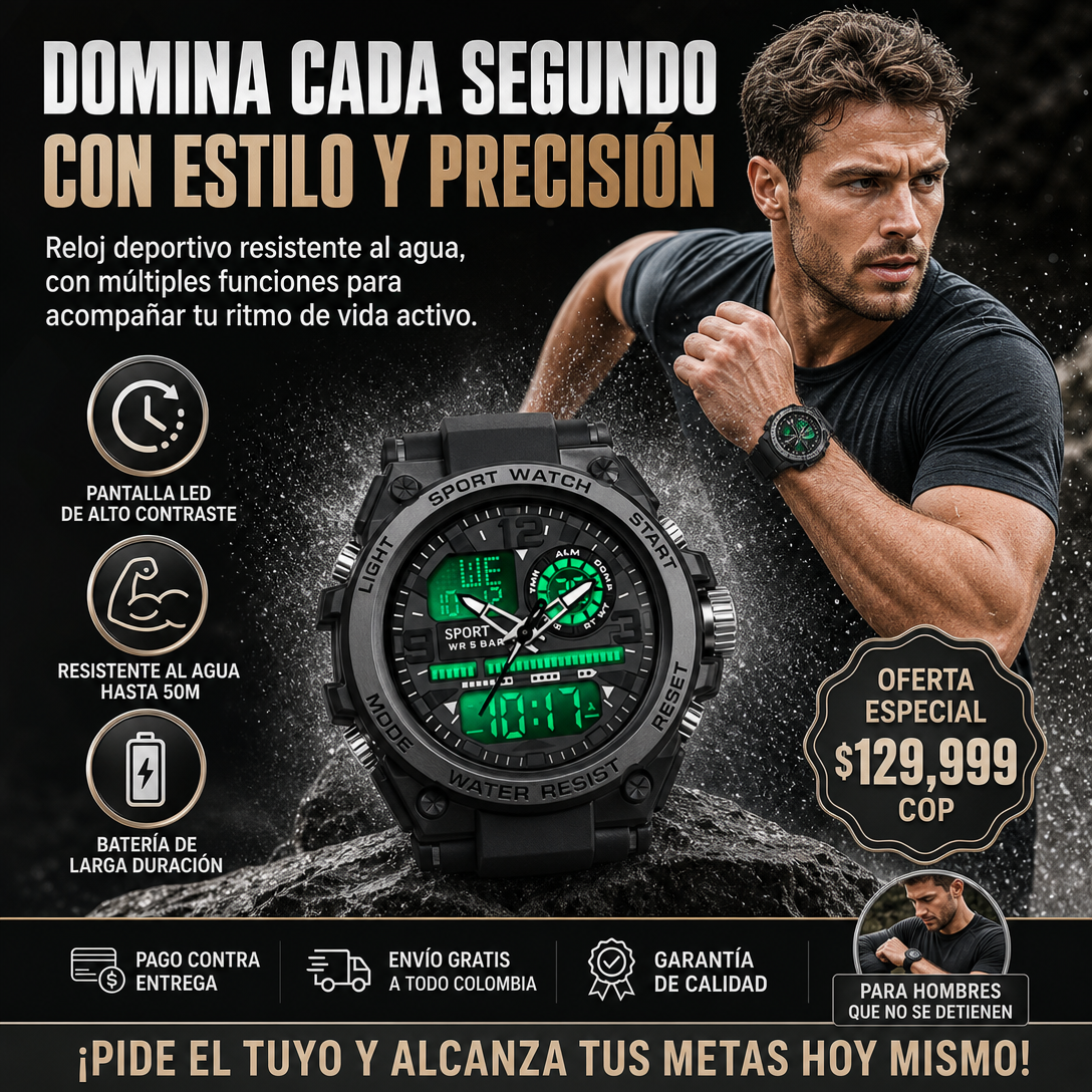 Reloj original Sanda 6008 Sumergible neg