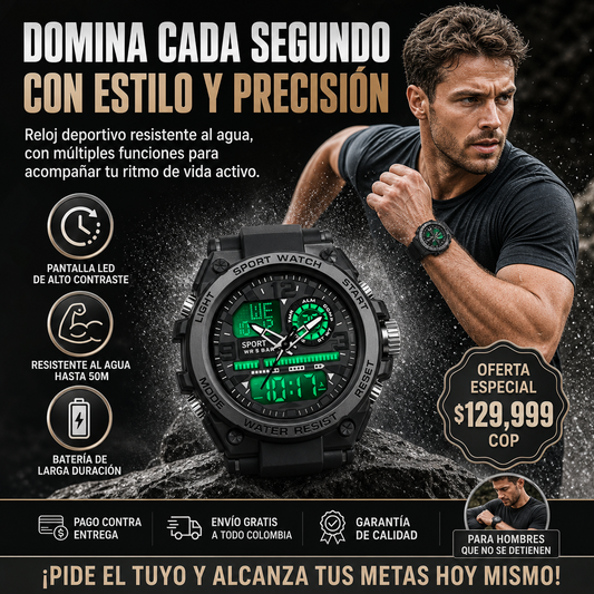 Reloj original Sanda 6008 Sumergible neg