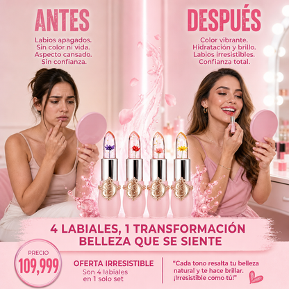 👄4 Lápiz labial de gelatina con cambio de color de temperatura Crystal Flower👄