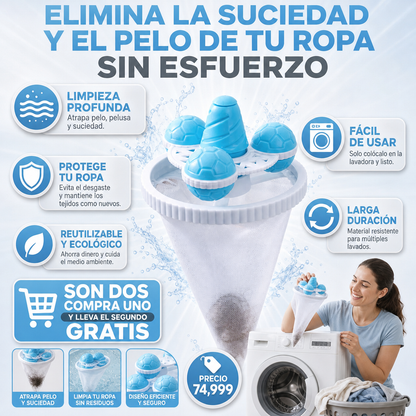 🧺 ¡COMPRA 1 Y LLÉVATE 2 GRATIS! 🧼 Bolsa flotante de malla para pelusa: atrapa el pelo y la pelusa, reutilizable y protege la lavadora