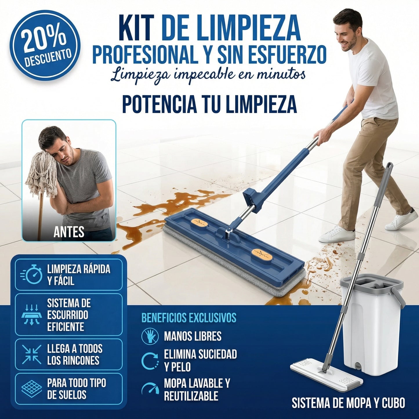 Trapero 2 Mopa plano con balde®