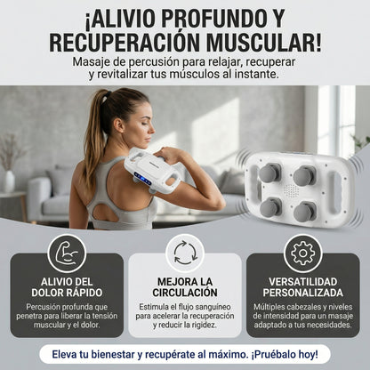 Pistola de masaje de tejido profundo de 16 cabezales para recuperación muscular