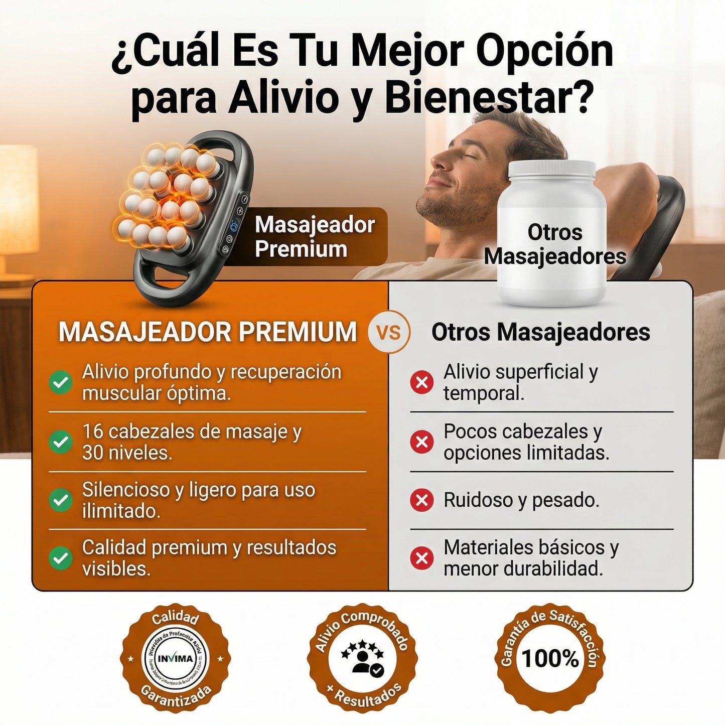 Pistola de masaje de tejido profundo de 16 cabezales para recuperación muscular